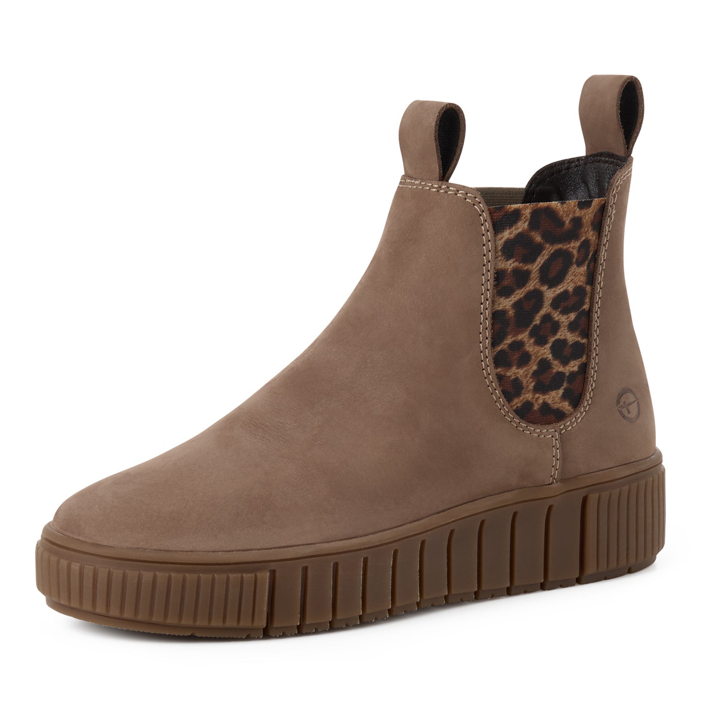 Tamaris Chelsea Boot 25403 Taupe Leopard | Leder mit Wechselfußbett - Frontansicht