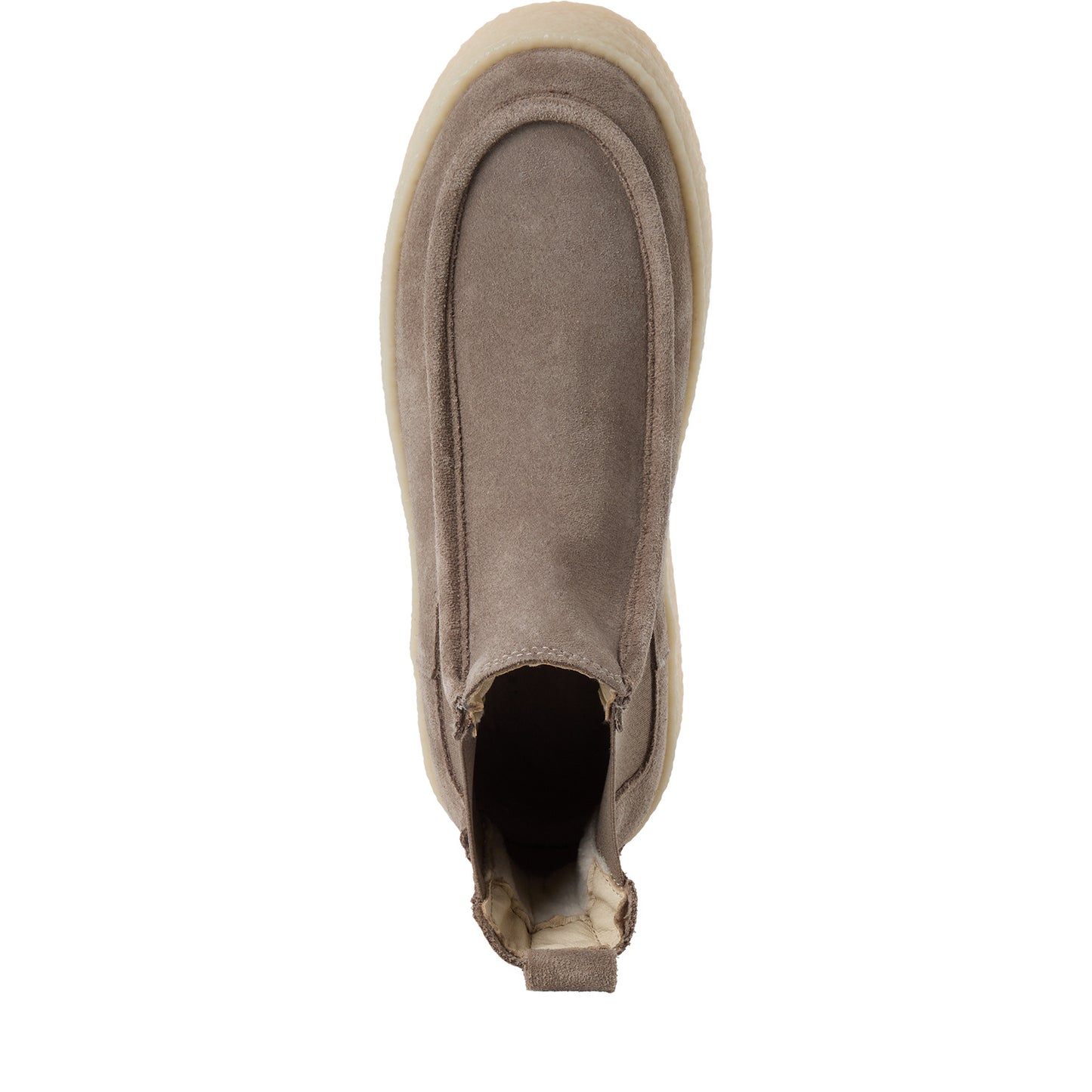Tamaris Chelsea Boot 25401 Taupe-Beige | Velourleder mit Crêpesohle - Detailansicht Vorderblatt