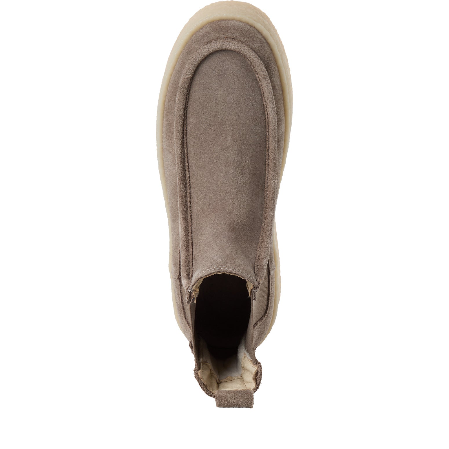 Tamaris Chelsea Boot 25401 Taupe-Beige | Velourleder mit Crêpesohle - Detailansicht Vorderblatt