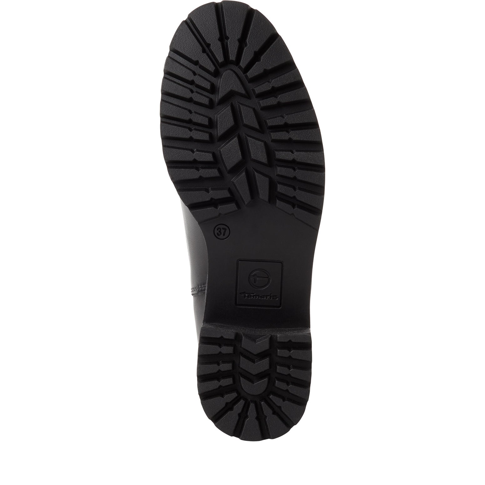 Tamaris Chelsea Boot 25407 Schwarz | Leder Stiefelette mit Blockabsatz – Detailansicht Laufsohle