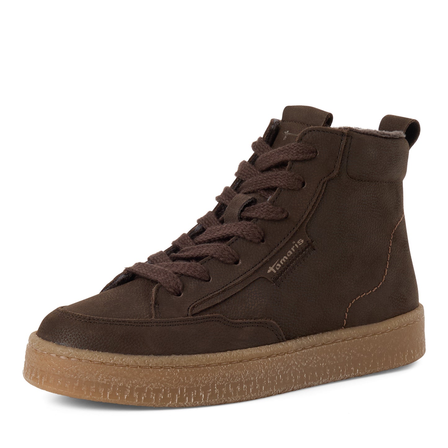 Tamaris Sneaker 25203 Mocca Braun - Ledersneaker mit Wechselfußbett - Frontansicht