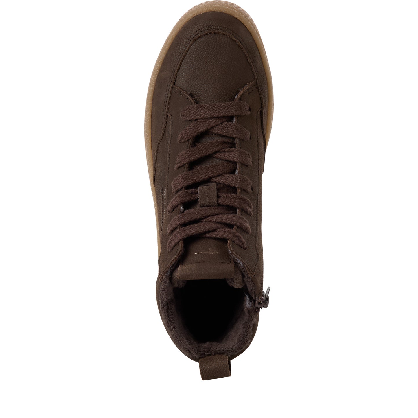 Tamaris Sneaker 25203 Mocca Braun - Ledersneaker mit Wechselfußbett - Detailansicht Schnürung