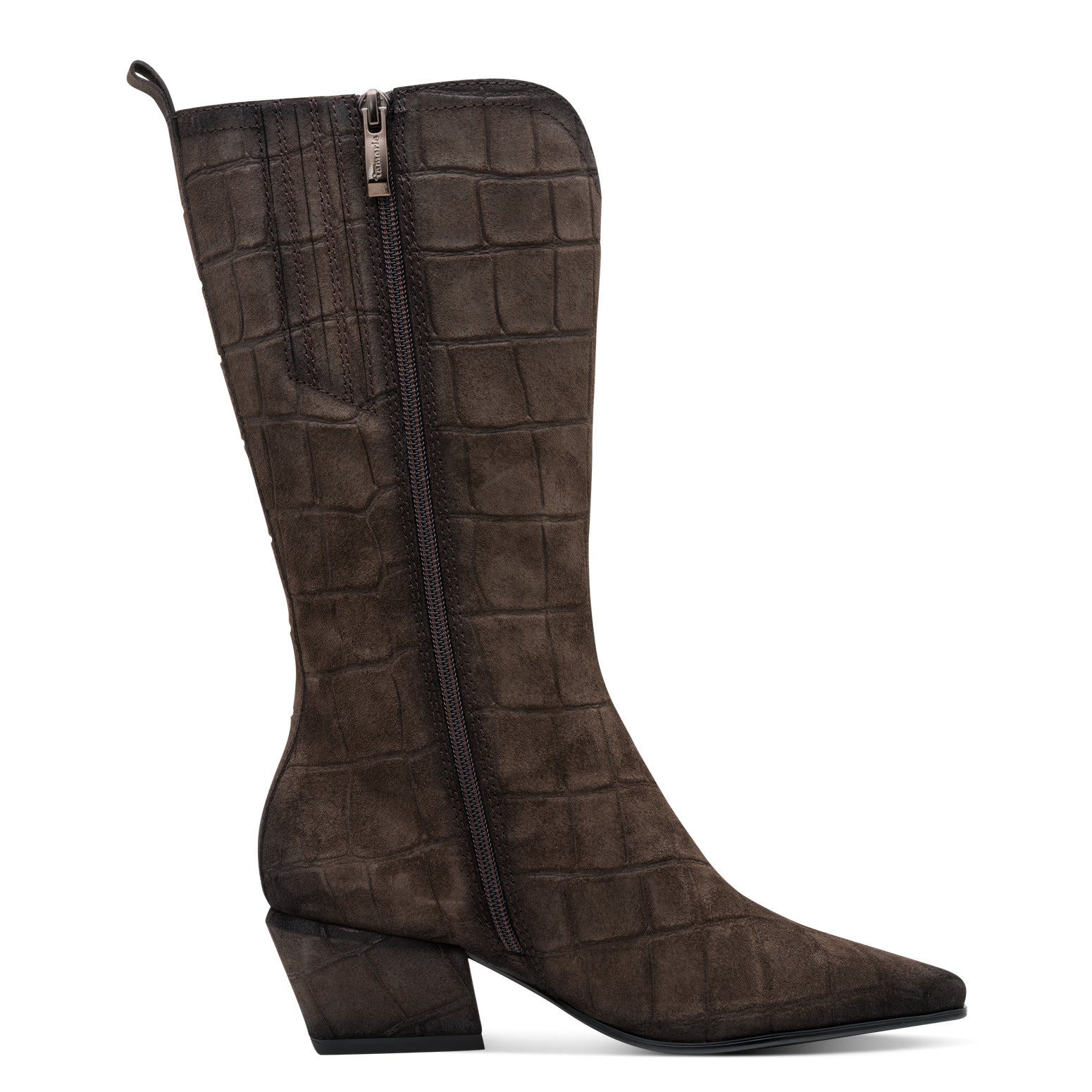 Tamaris Lederstiefel 25330 Cigar-Braun Croco - Detailansicht Reißverschluss