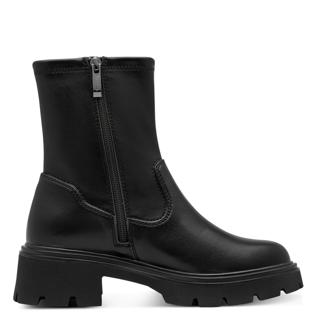 Tamaris Stiefelette 25416 Schwarz - Vegan - Ansicht vom Reißverschluss