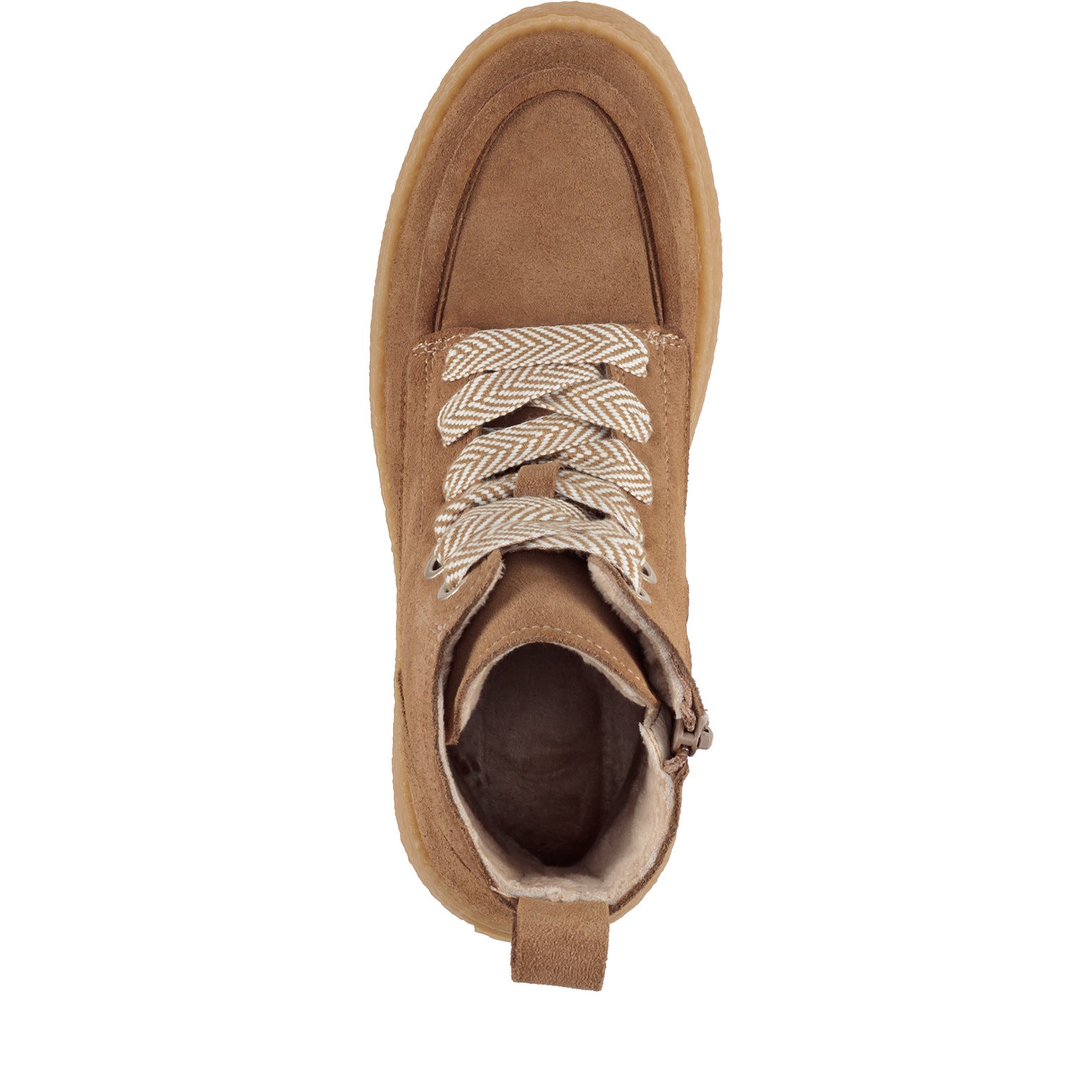Tamaris Stiefelette 25200 Beige | Leder mit Wechselfußbett - Detailansicht Schnürung