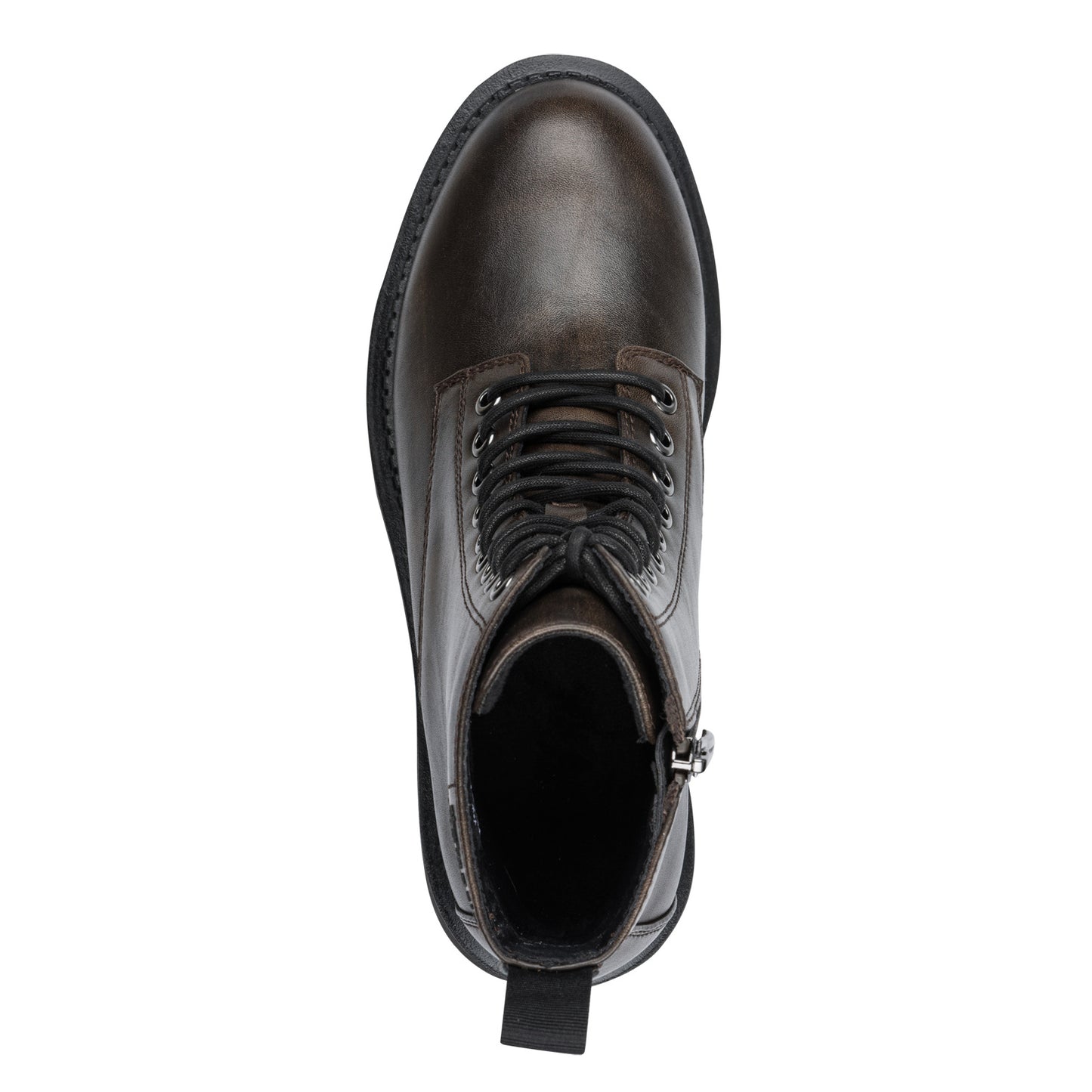 Tamaris Stiefelette 25254 Cigar-Braun | Veganer Schnürboot mit Chunky-Sohle - Detailansicht Schnürung
