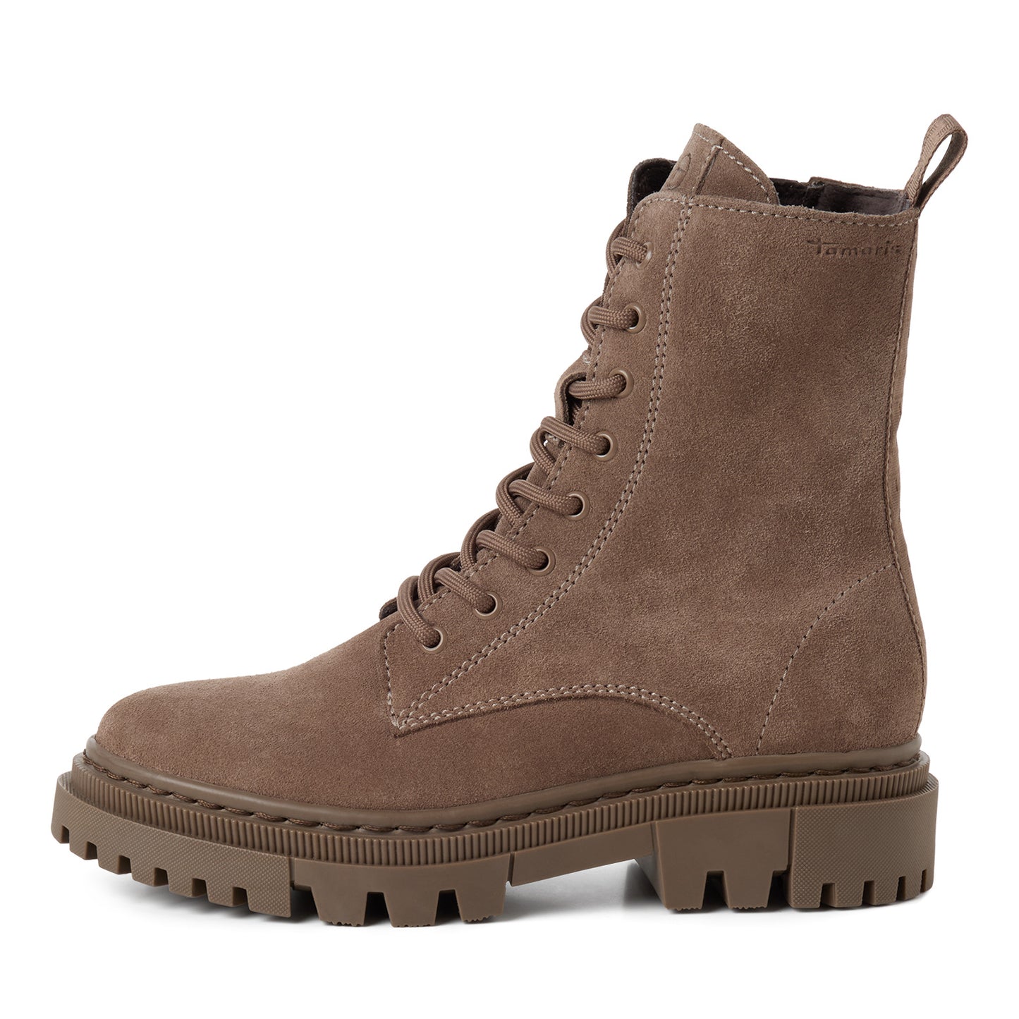 Tamaris Stiefelette 25276 Taupe aus Leder mit Wechselfußbett - Seitenansicht