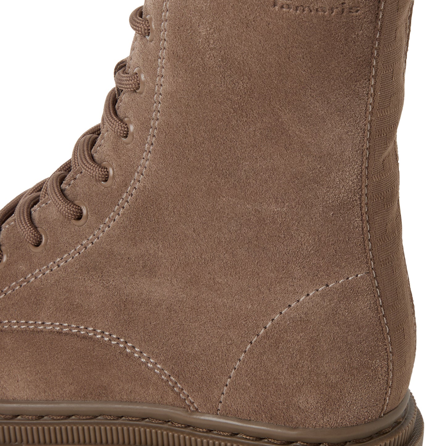 Tamaris Stiefelette 25276 Taupe aus Leder mit Wechselfußbett - Detailansicht Ferse