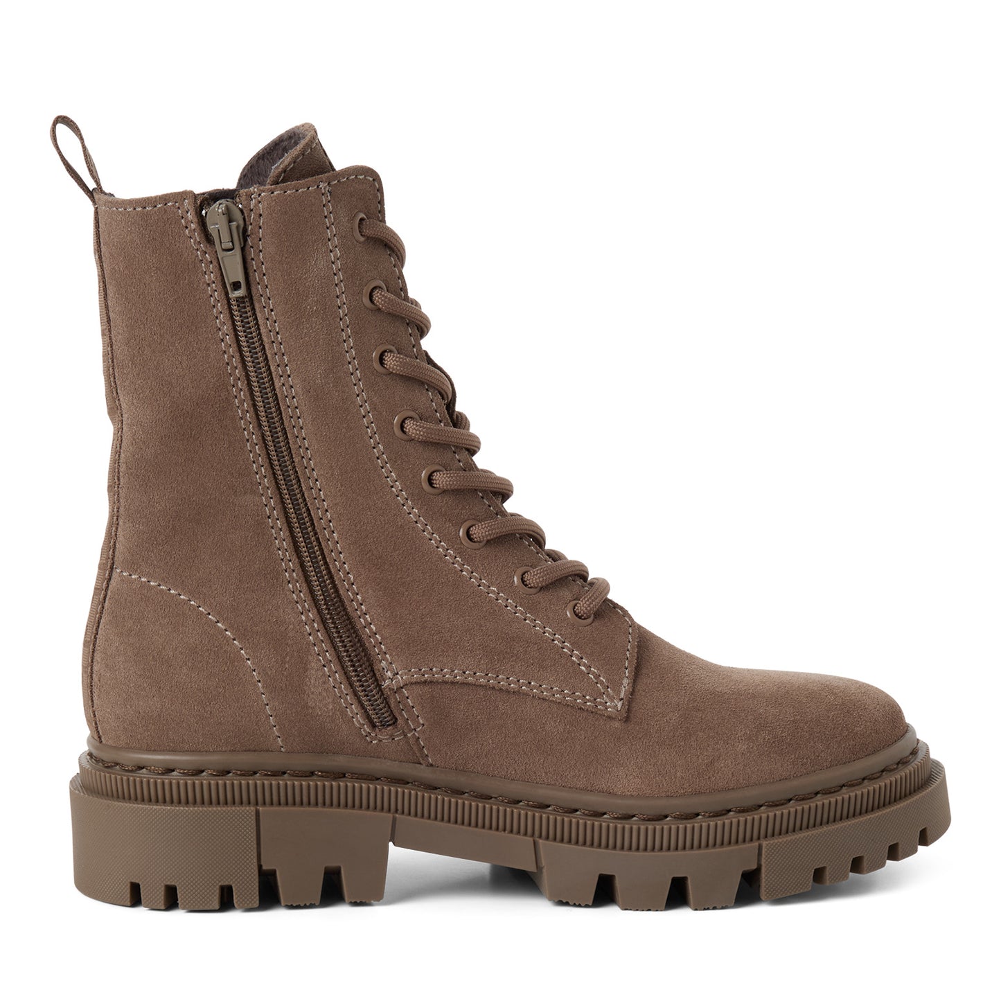 Tamaris Stiefelette 25276 Taupe aus Leder mit Wechselfußbett - Detailansicht Reißverschluss