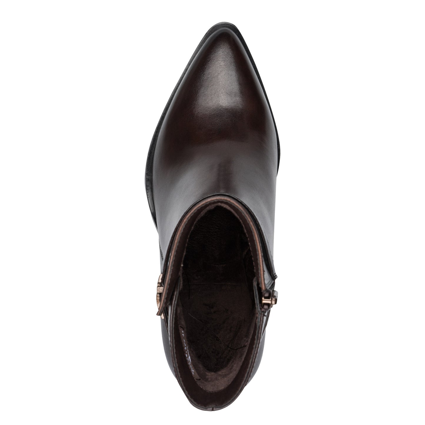 Tamaris Lederstiefelette 25331 Mahogany-Braun - Spitze Form, Fußbett - Detail der Schuhspitze