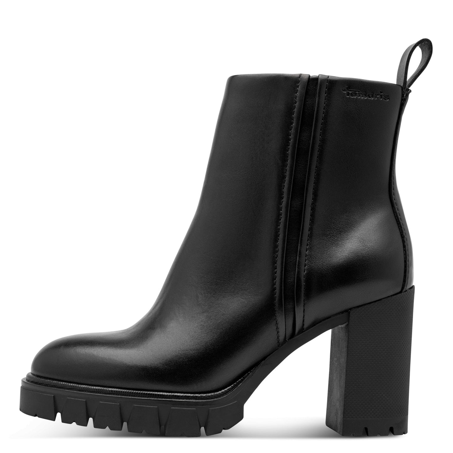 Tamaris Lederstiefelette 25398 Schwarz - Touch-it Fußbett, Anti Slide - Seitenansicht
