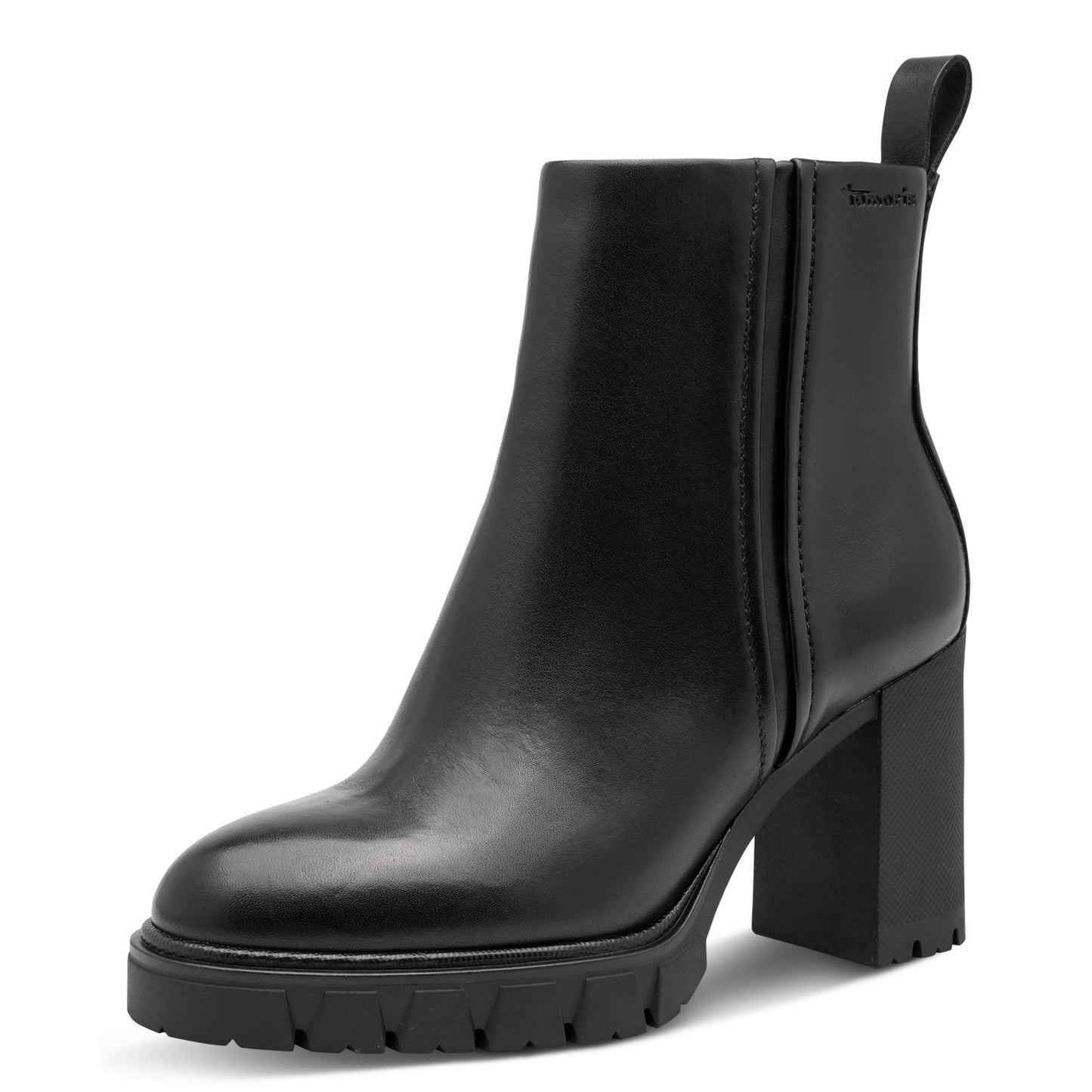 Tamaris Lederstiefelette 25398 Schwarz - Touch-it Fußbett, Anti Slide - Vorderansicht