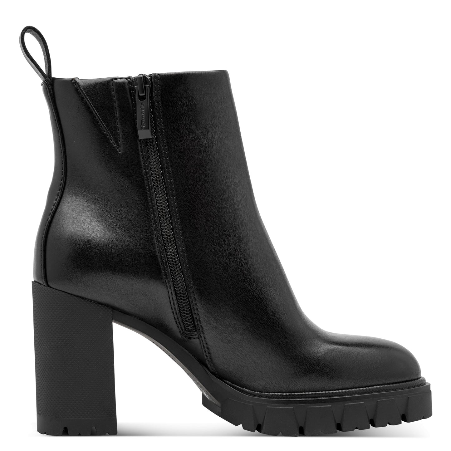 Tamaris Lederstiefelette 25398 Schwarz - Touch-it Fußbett, Anti Slide - Detailansicht Reißverschluss