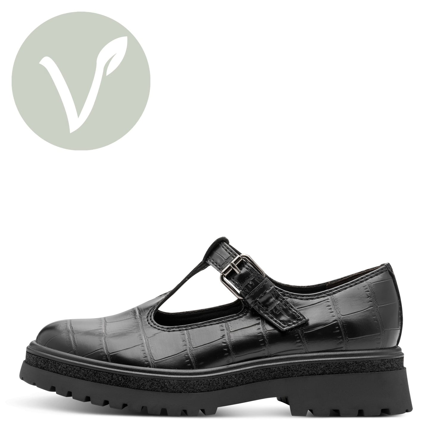 Tamaris Halbschuh 24324 Schwarz Croco – Vegan & Touch-it - Seitenansicht