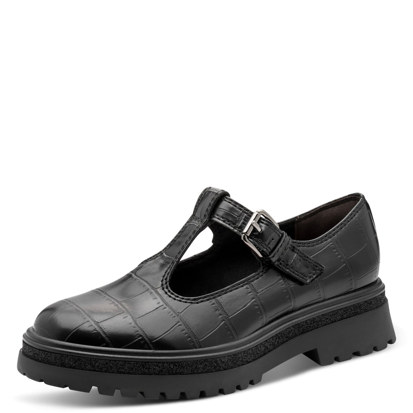 Tamaris Halbschuh 24324 Schwarz Croco – Vegan & Touch-it - Frontansicht