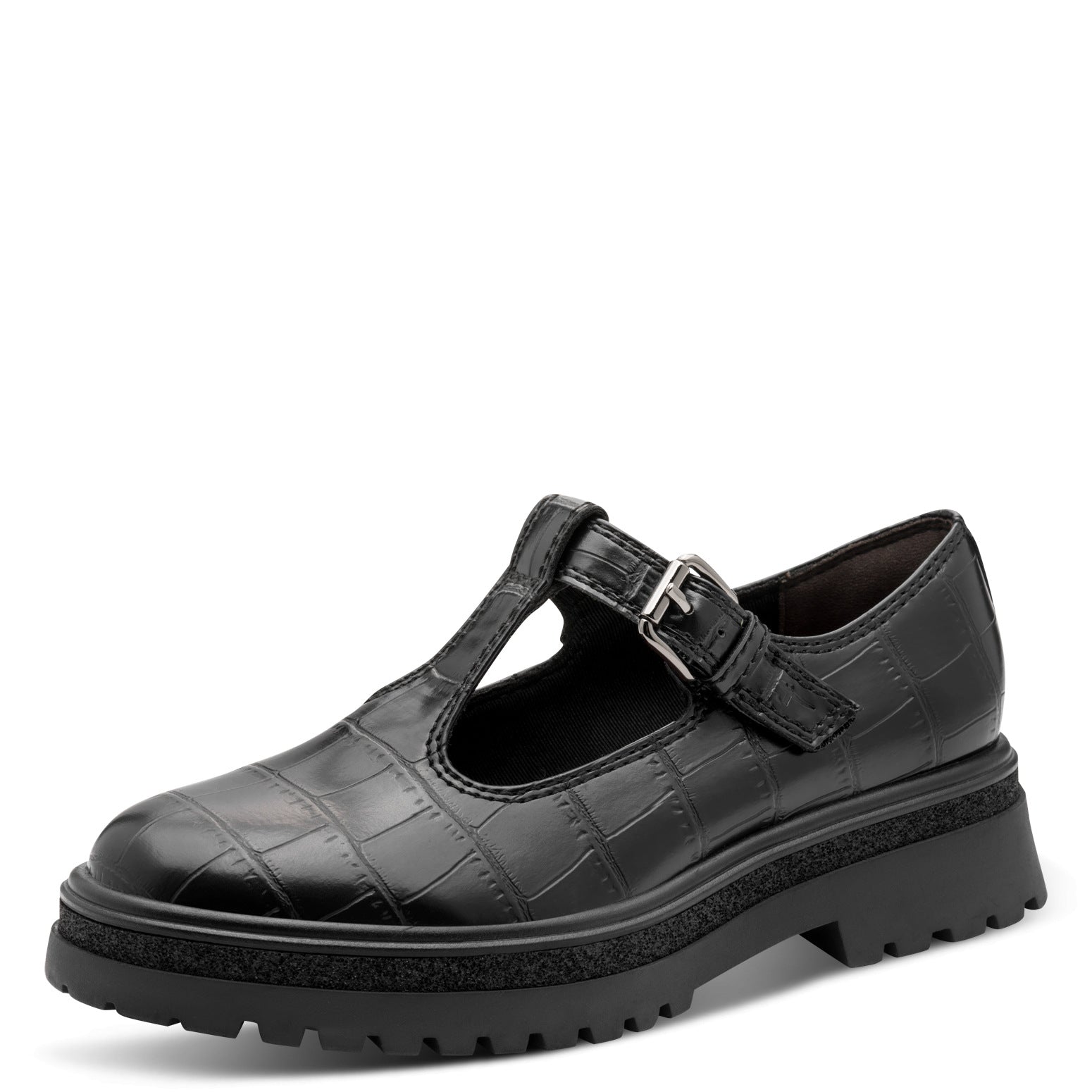 Tamaris Halbschuh 24324 Schwarz Croco – Vegan & Touch-it - Frontansicht