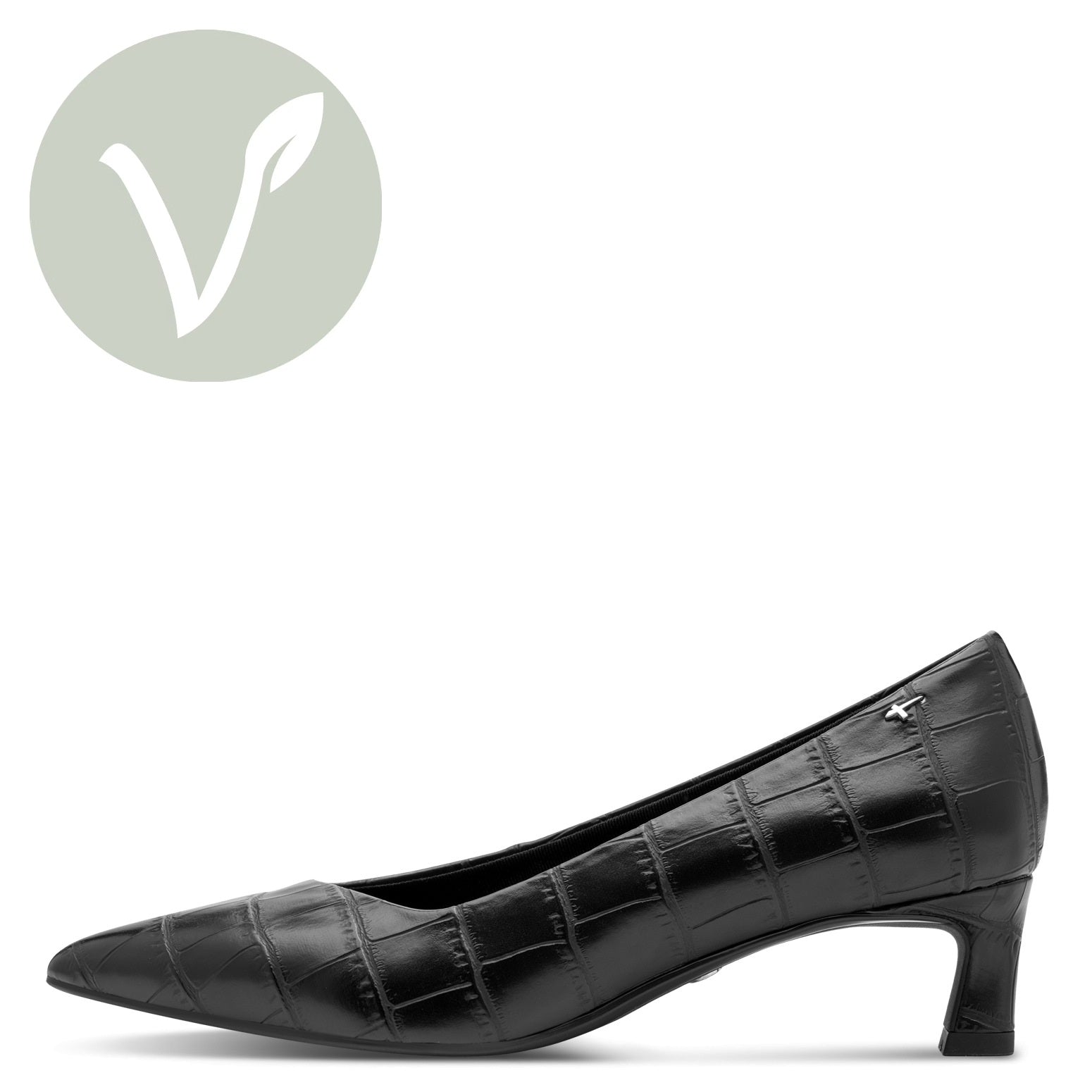 Tamaris Pumps 22351 Schwarz Croco – Vegan, Spitz mit Touch-it Fußbett – Seitenansicht