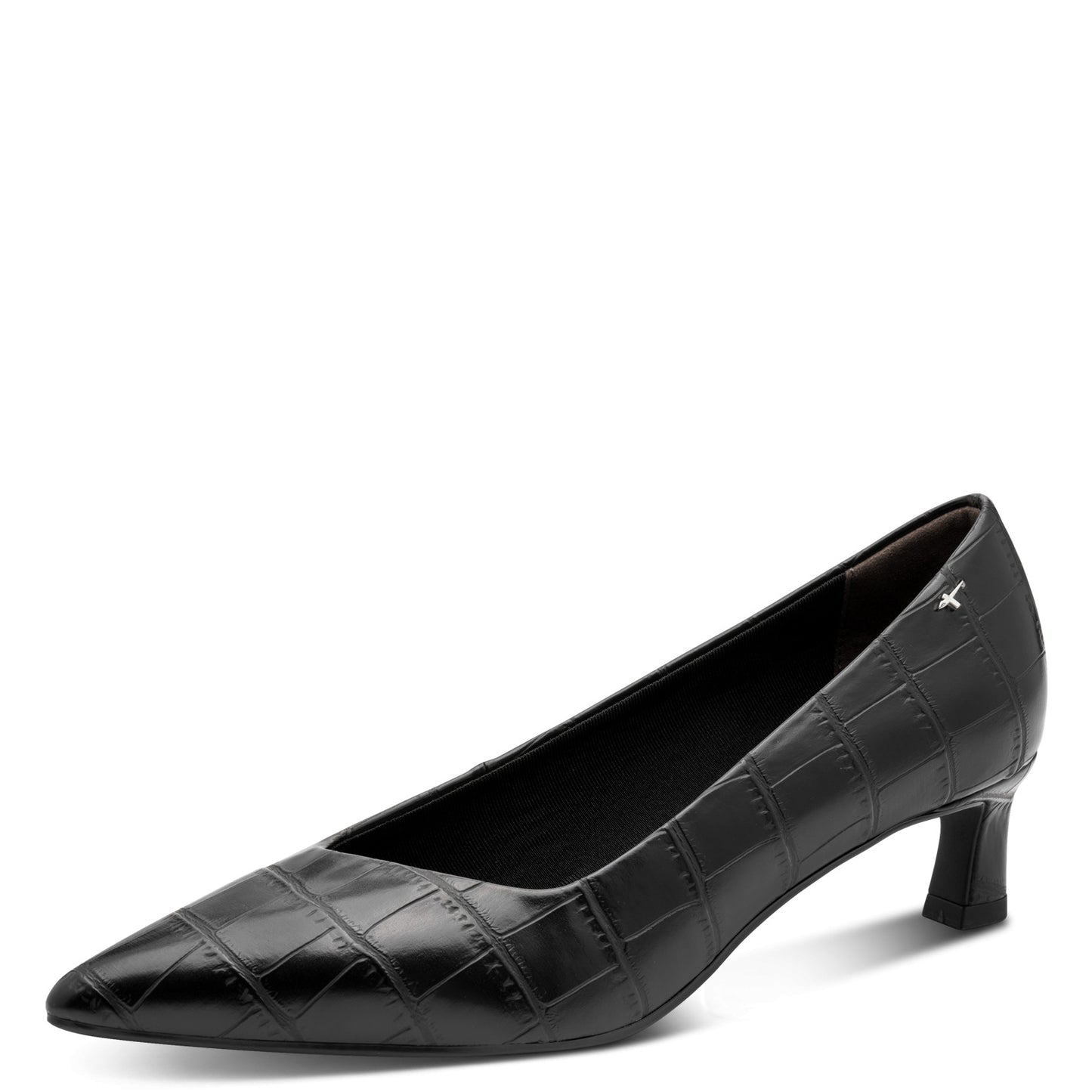 Tamaris Pumps 22351 Schwarz Croco – Vegan, Spitz mit Touch-it Fußbett – Seitenansicht