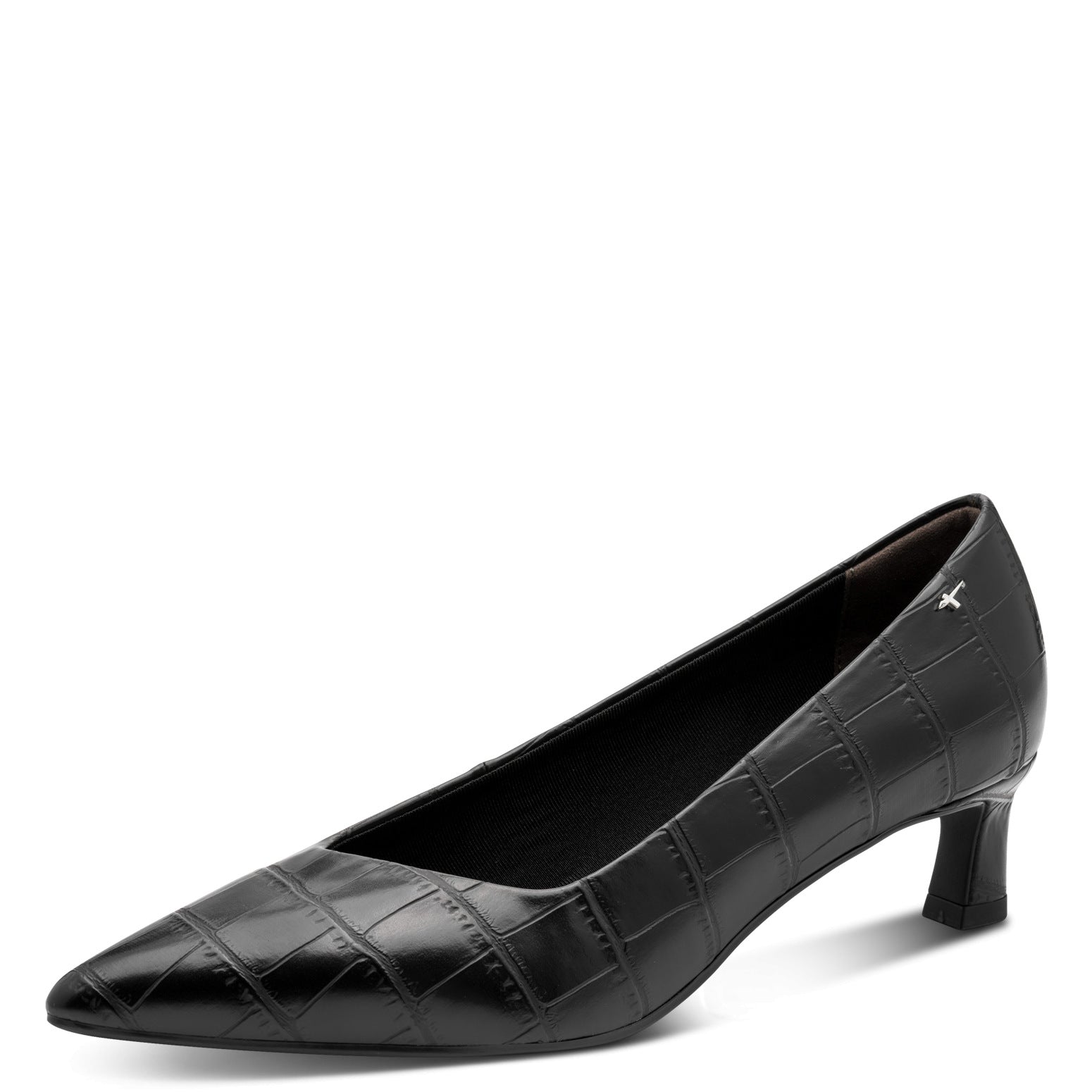 Tamaris Pumps 22351 Schwarz Croco – Vegan, Spitz mit Touch-it Fußbett – Seitenansicht
