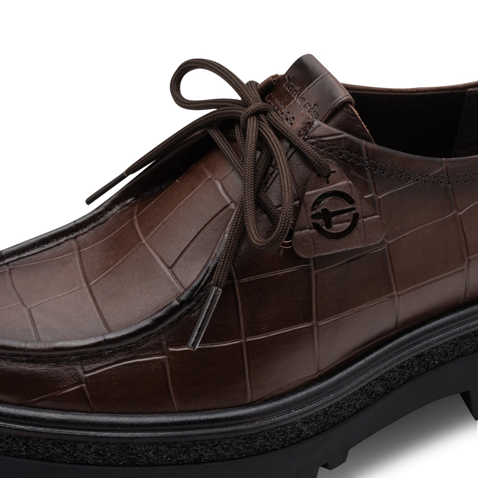 Tamaris Schnürer 23627 Mocca Croco – Lederschuh mit Touch-it Fußbett - Detailansicht