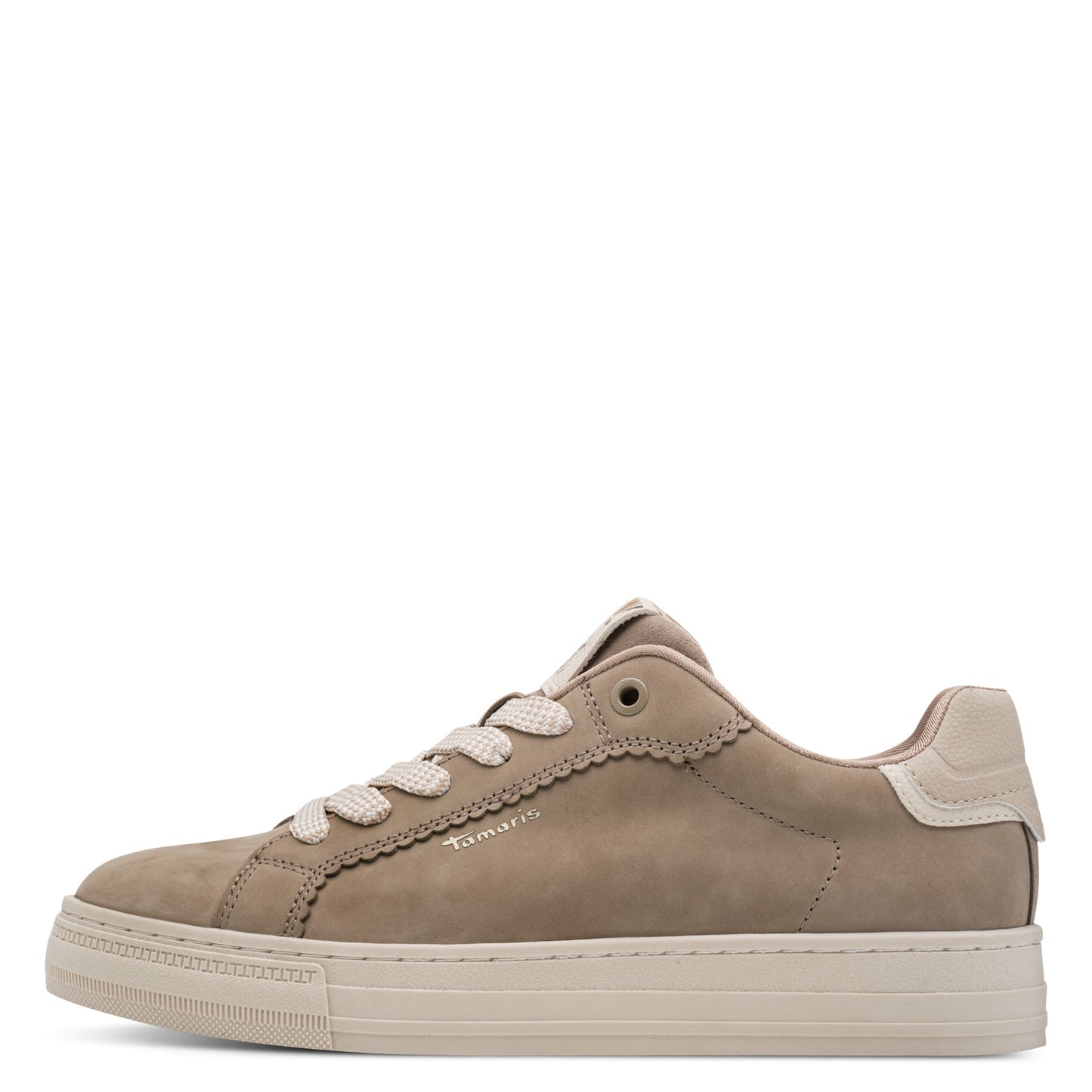 Tamaris Sneaker 23730 Taupe-Beige | Leder Slip-On mit Wechselfußbett - Seitenansicht
