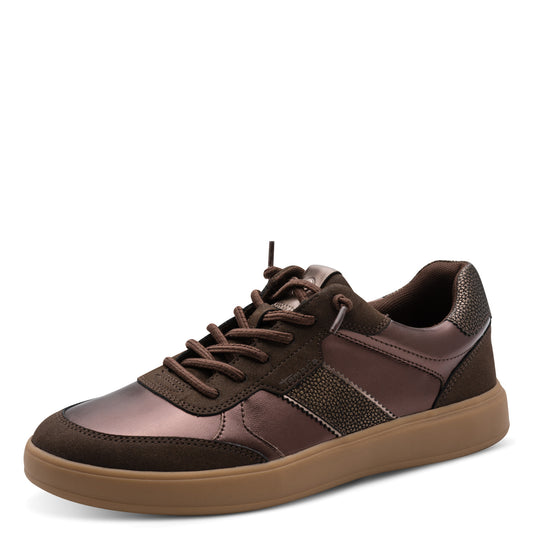 Tamaris Sneaker 23747 Mocca Metall – Vegan & Wechselfußbett - Frontansicht
