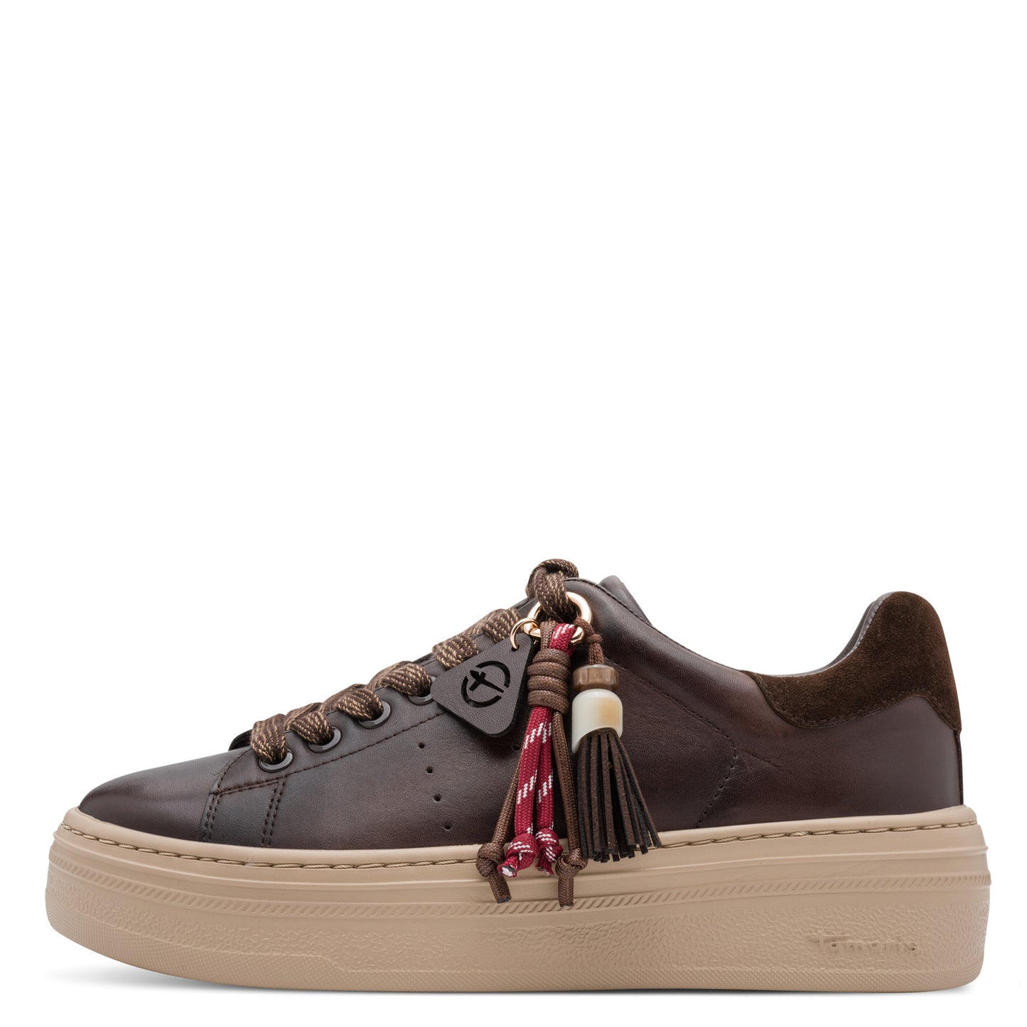 Tamaris Sneaker 23775 Mocca | Ledersneaker mit Wechselfußbett - Seitenansicht