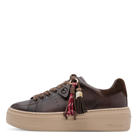 Tamaris Sneaker 23775 Mocca | Ledersneaker mit Wechselfußbett - Seitenansicht