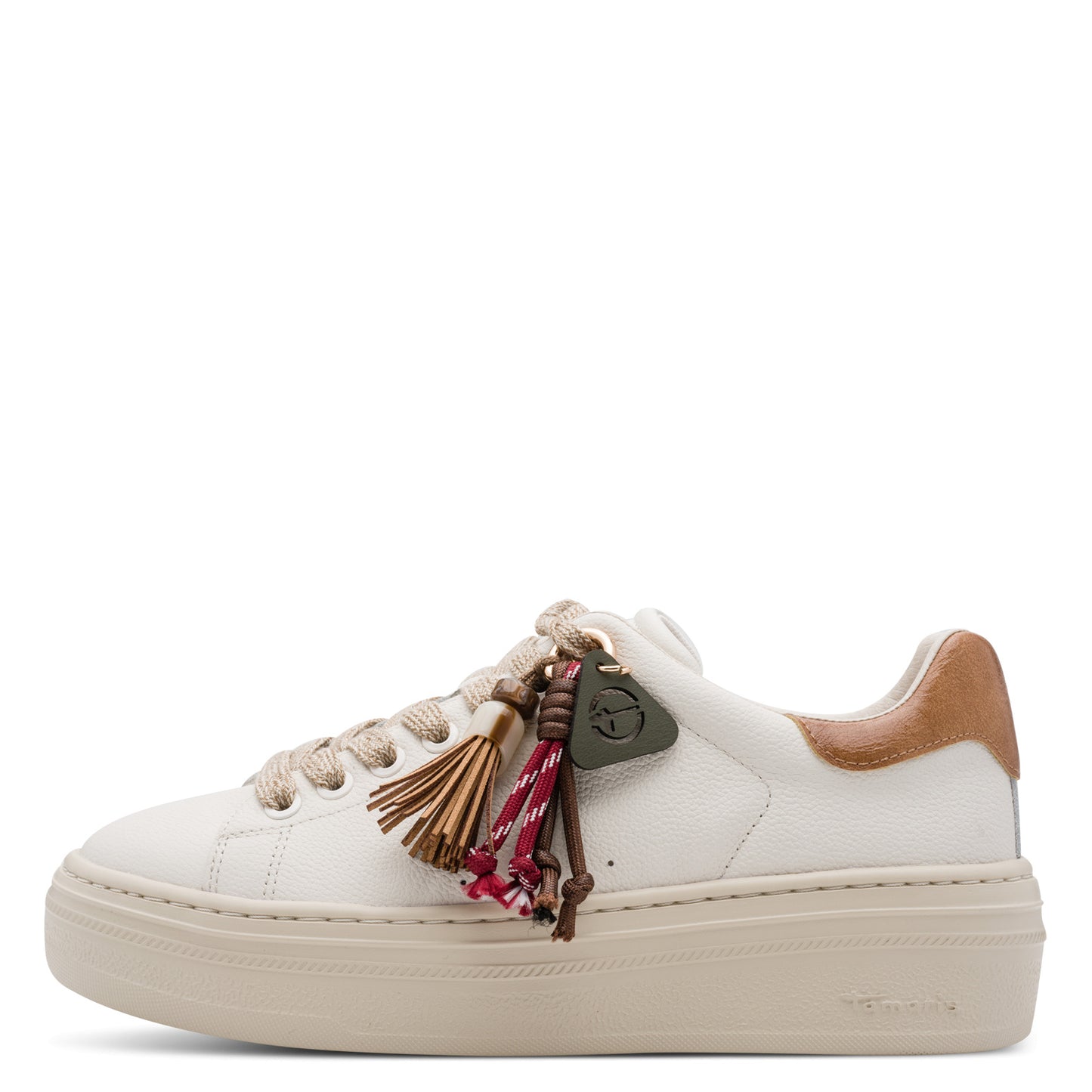 Tamaris Sneaker 23775 Ivory-Beige | Ledersneaker mit Wechselfußbett - Seitenansicht