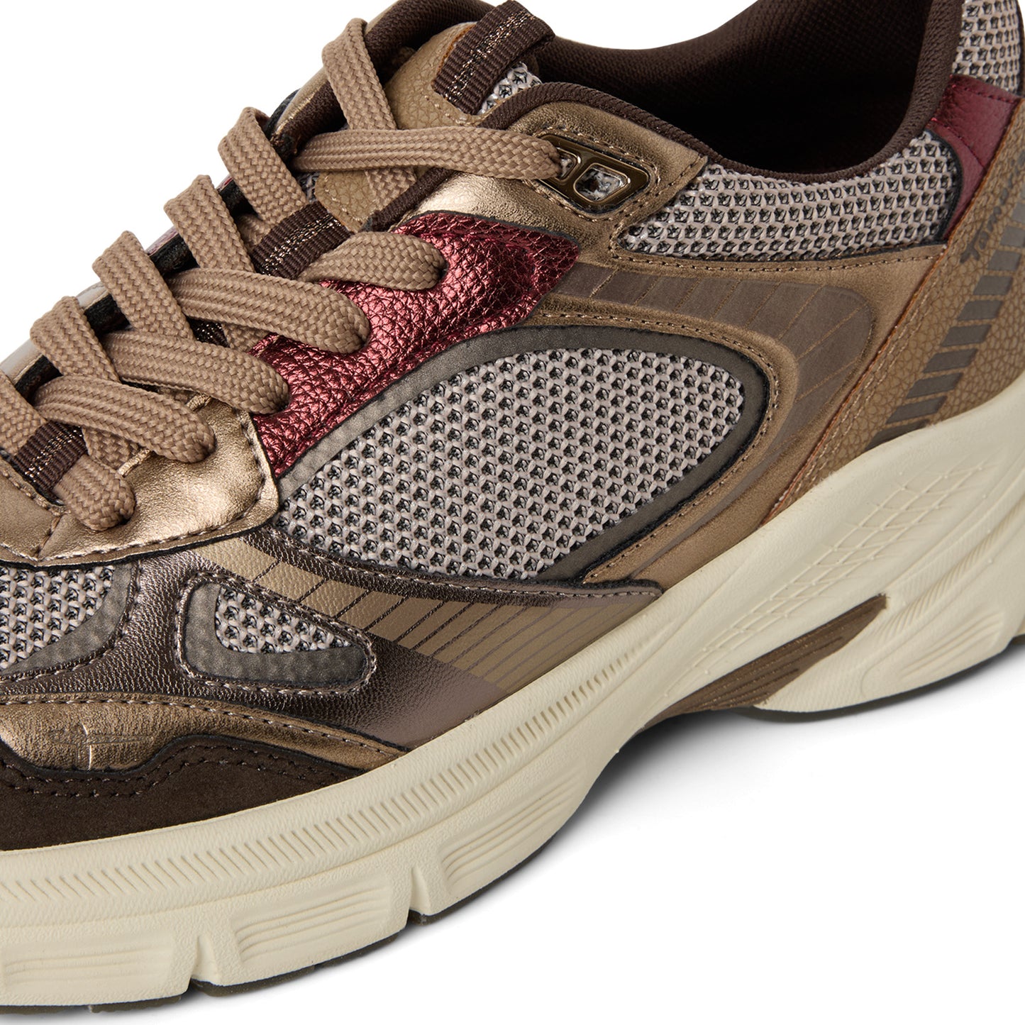 Tamaris Sneaker 23799 Bronce/Mocca - Vegan & Wechselfußbett Detailansicht Obermaterial