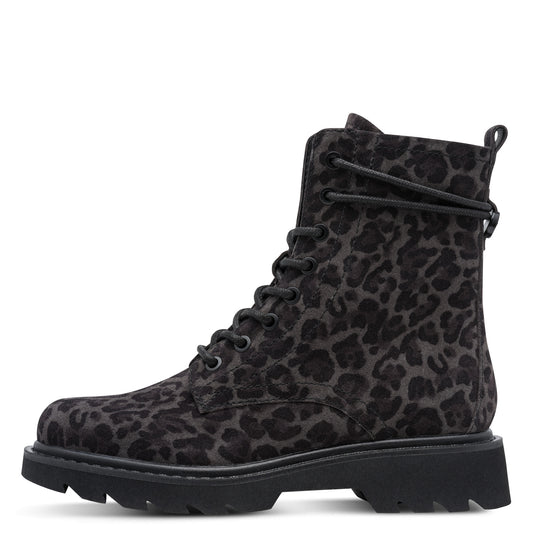 Tamaris Lederstiefelette 25219 Grau Leopard - Chunky Sohle, Touch-it - Seitenansicht