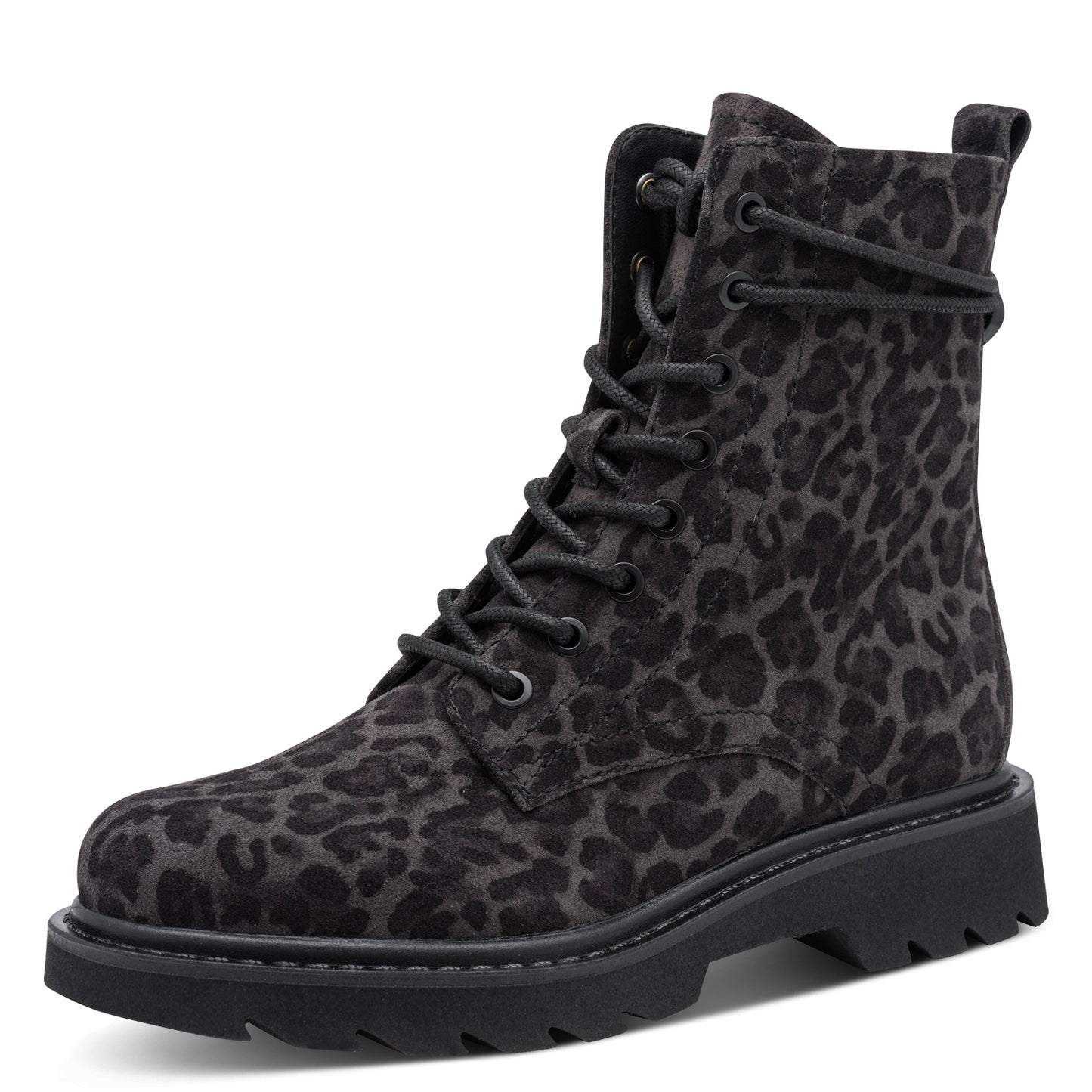 Tamaris Lederstiefelette 25219 Grau Leopard - Chunky Sohle, Touch-it - Vorderansicht