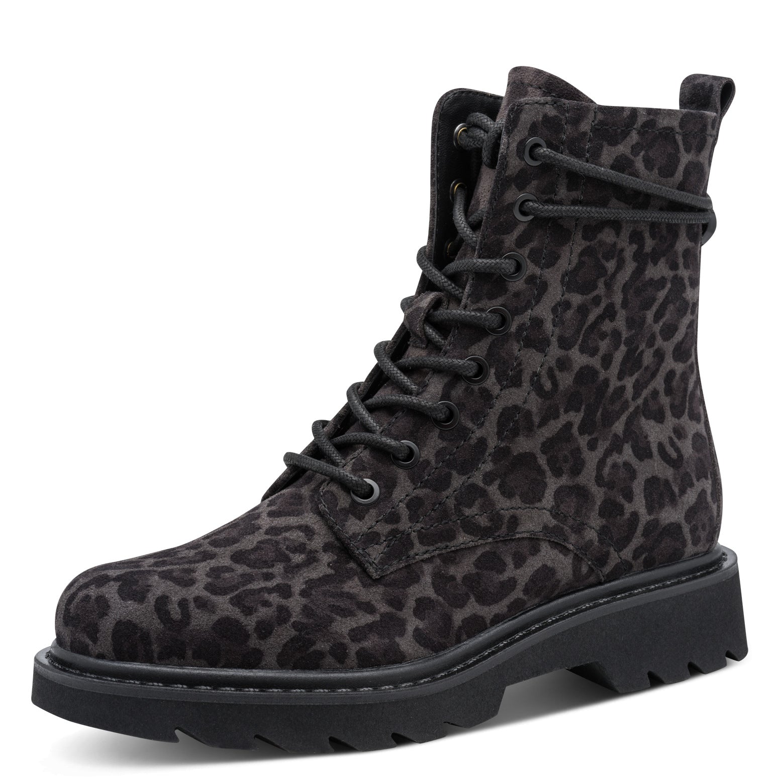 Tamaris Lederstiefelette 25219 Grau Leopard - Chunky Sohle, Touch-it - Vorderansicht