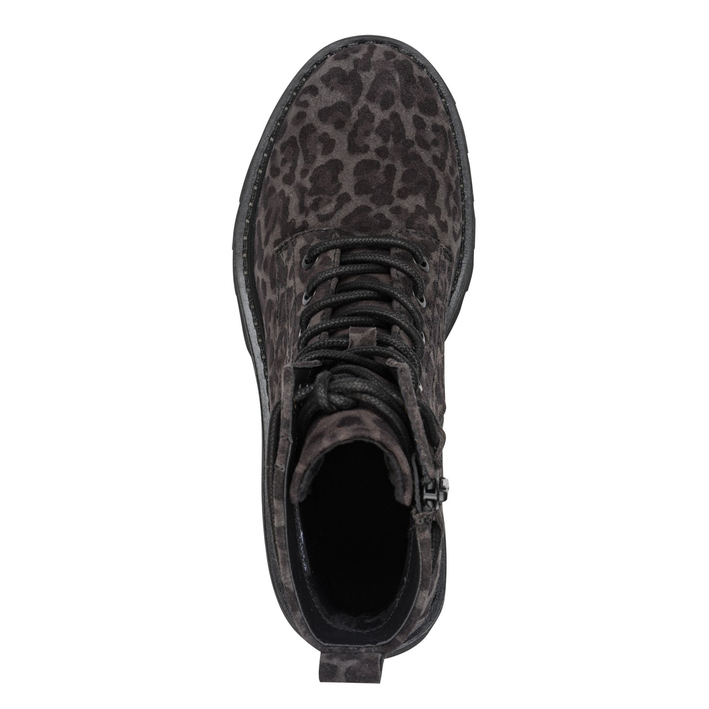 Tamaris Lederstiefelette 25219 Grau Leopard - Chunky Sohle, Touch-it - Detail der Schnürung