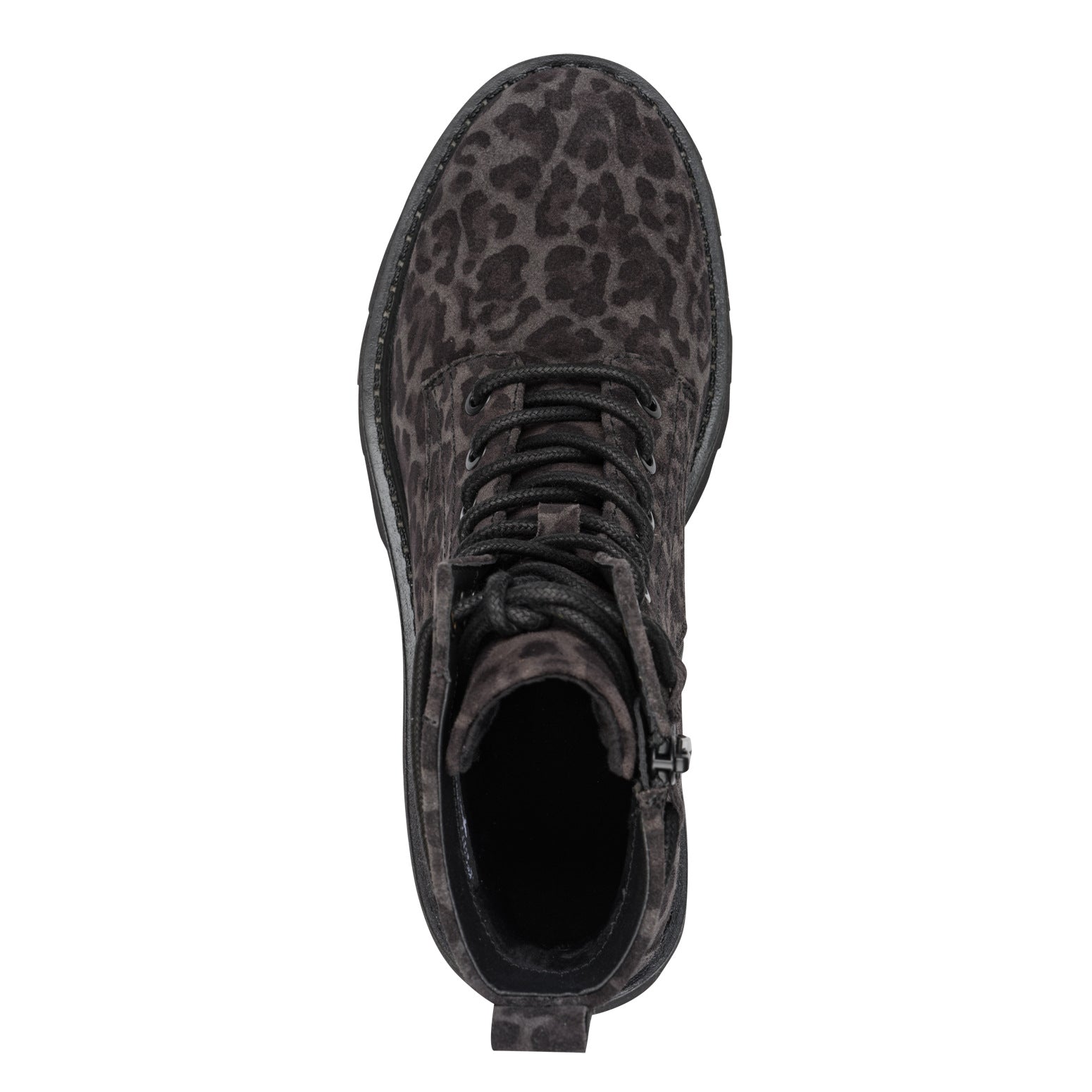 Tamaris Lederstiefelette 25219 Grau Leopard - Chunky Sohle, Touch-it - Detail der Schnürung