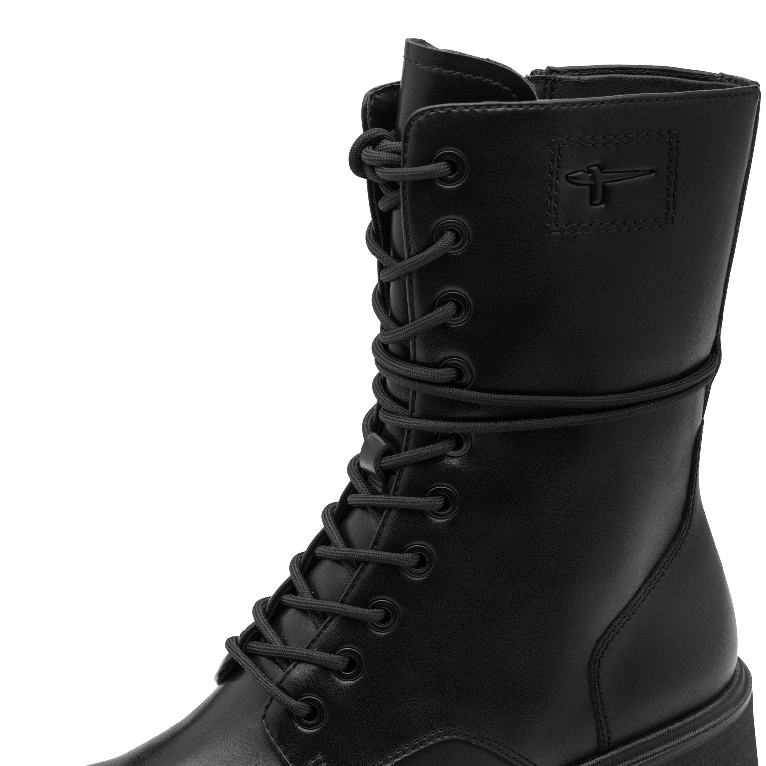Tamaris Lederstiefelette 25220 Schwarz - Lace Boot - Detail der Schuhoberfläche