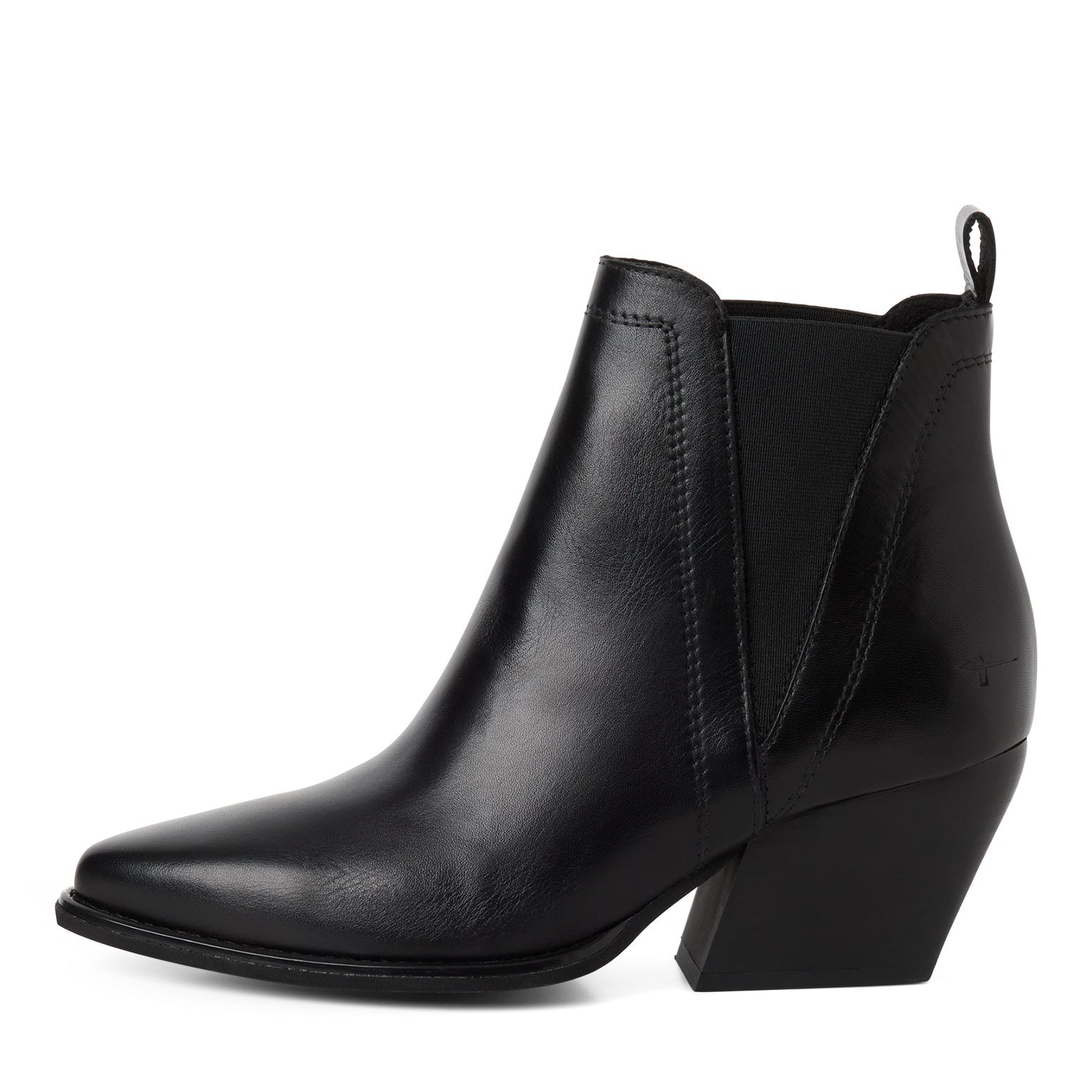 Tamaris Stiefelette 25303 Schwarz – Leder, Spitz, Western-Style - Seitenansicht