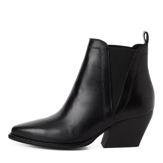 Tamaris Stiefelette 25303 Schwarz – Leder, Spitz, Western-Style - Seitenansicht