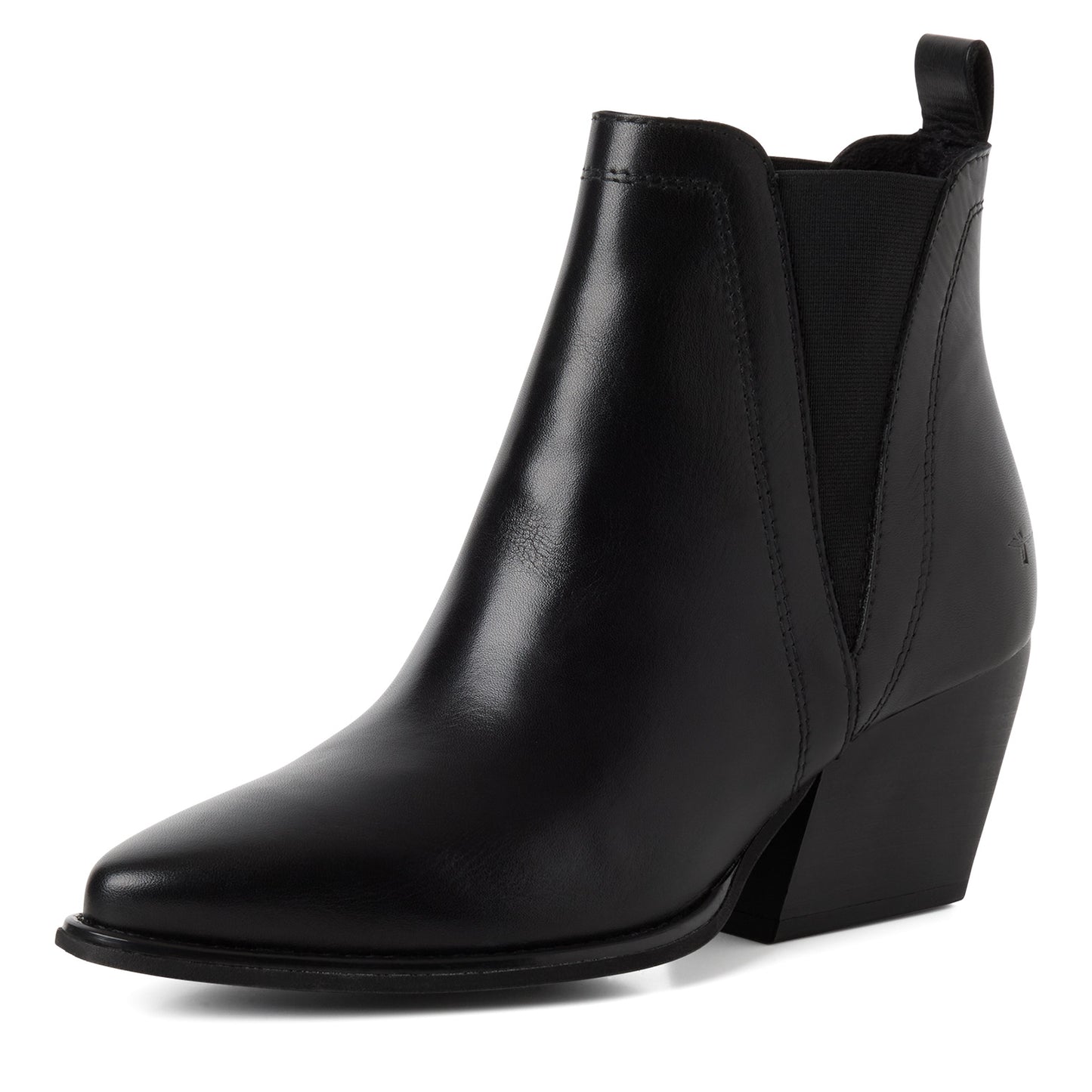 Tamaris Stiefelette 25303 Schwarz – Leder, Spitz, Western-Style - Frontansicht