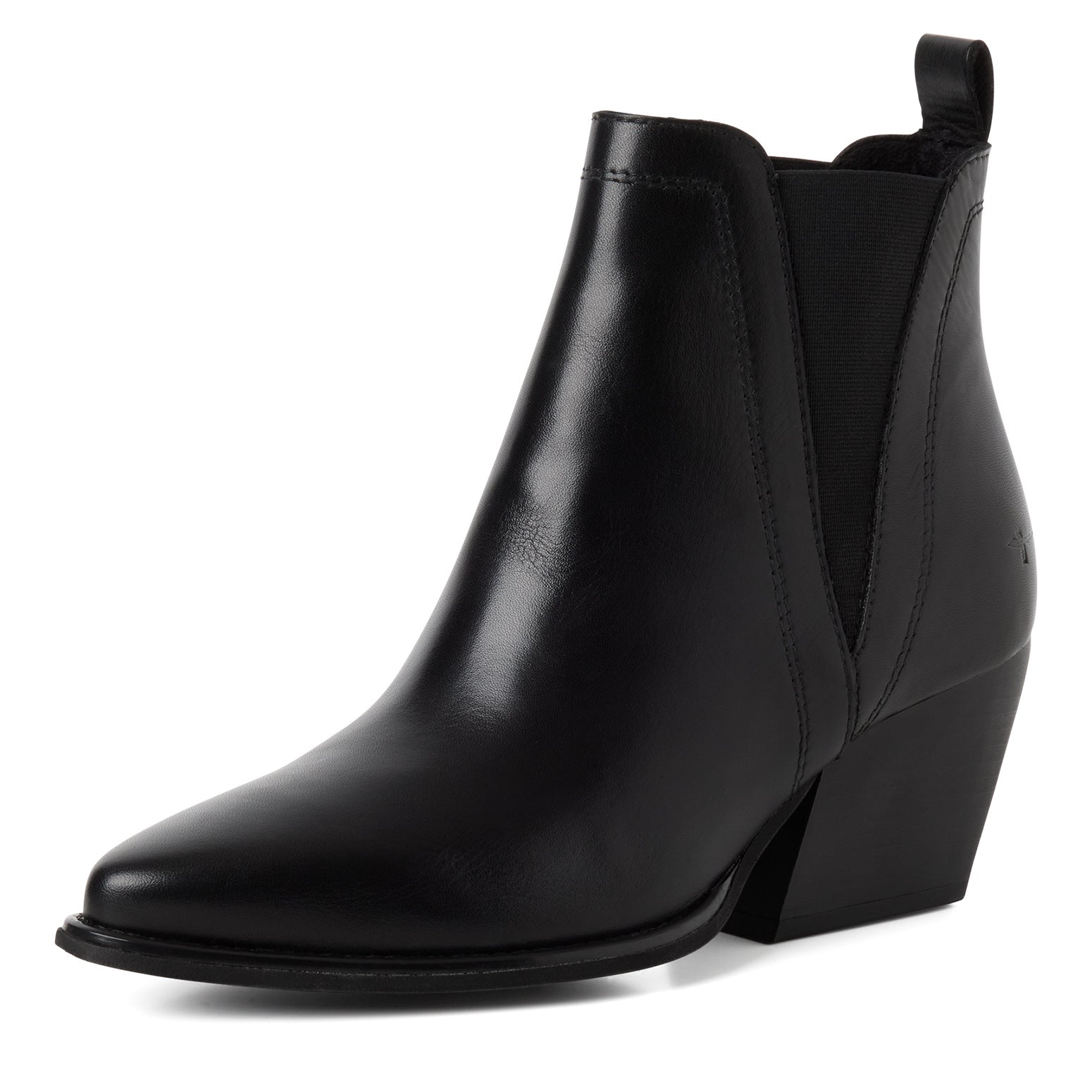 Tamaris Stiefelette 25303 Schwarz – Leder, Spitz, Western-Style - Frontansicht