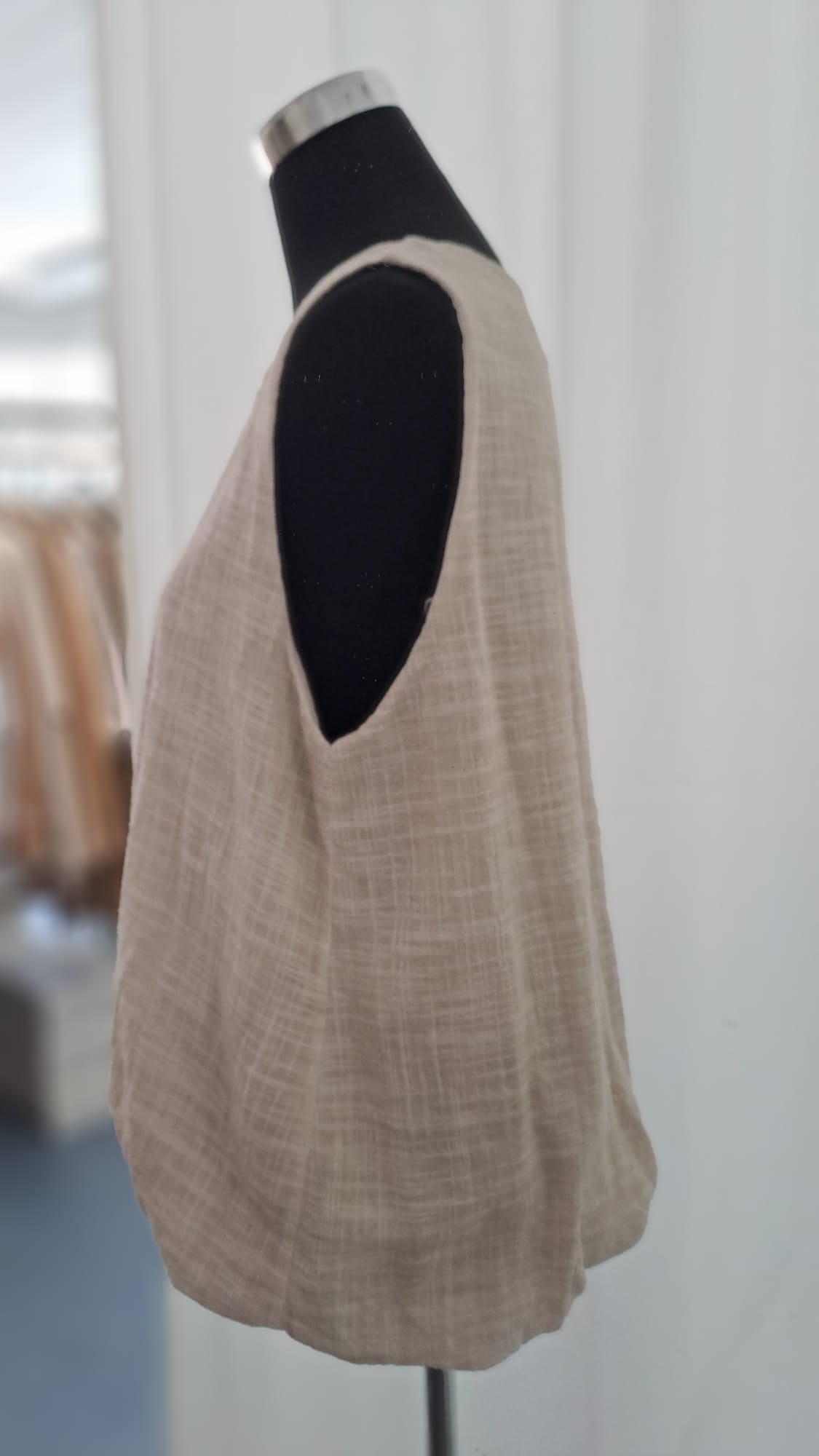 Blusentop Beige Leinenoptik | Liping Moda 6739 - Frontansicht