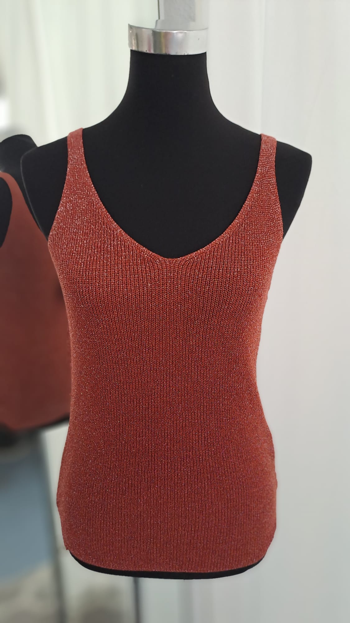 Stricktop Rostbraun mit Silberfaser | Liping Moda 6841