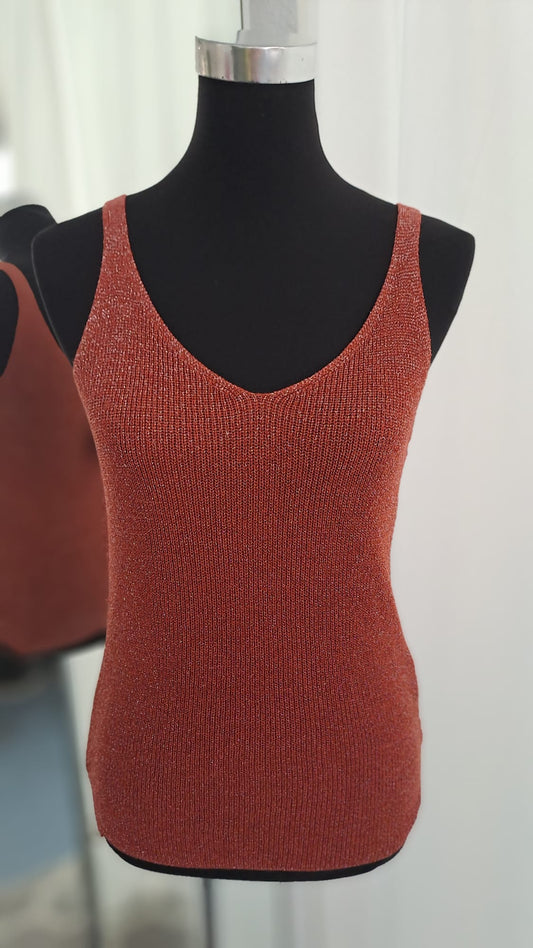 Stricktop Rostbraun mit Silberfaser | Liping Moda 6841