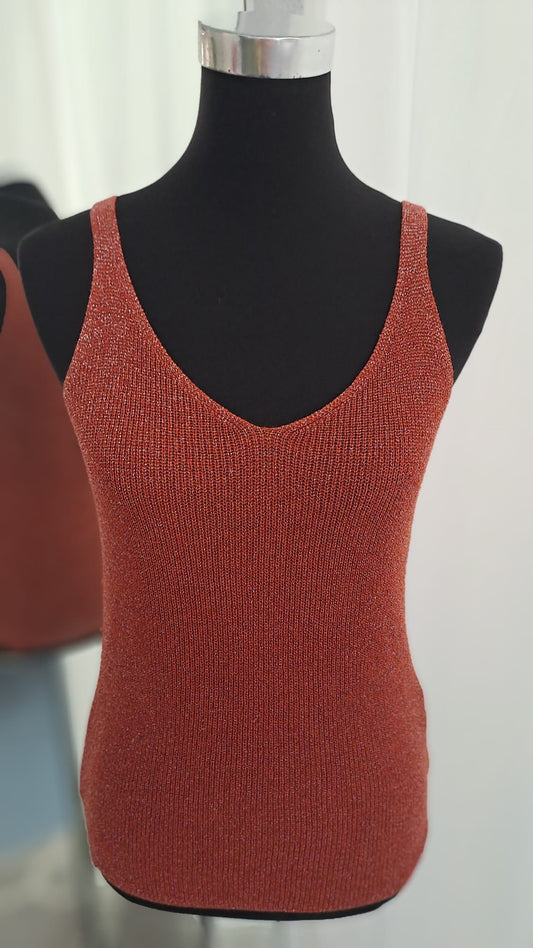 Stricktop Rostbraun mit Silberfaser | Liping Moda 6841 - Seitenansicht