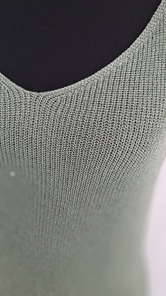 Stricktop Grün mit Silberfaser - Liping Moda 6843 - Ansicht Materialoberfläche