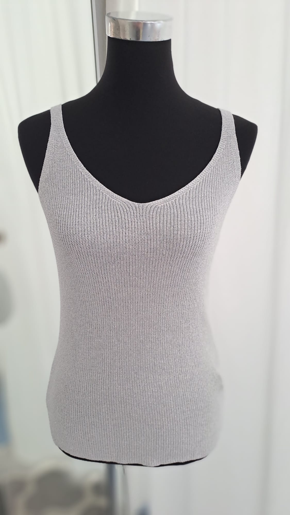 Stricktop Grau mit Silberfaser - Liping Moda 6843 - Vorderansicht
